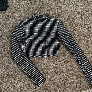 Cropped Sequin Mock-neck Top